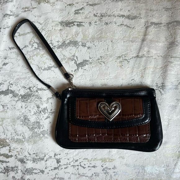 Brighton Leather Y2K multi tone leather heart wallet wristlet - Picture 1 of 5
